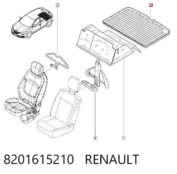 Alfombrilla del maletero 8201615210 Renault (RVI)