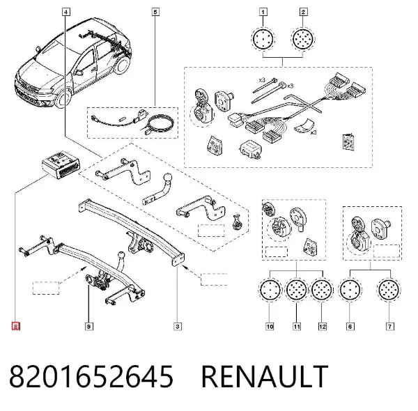 Módulo de enganche de remolque 8201652645 Renault (RVI)