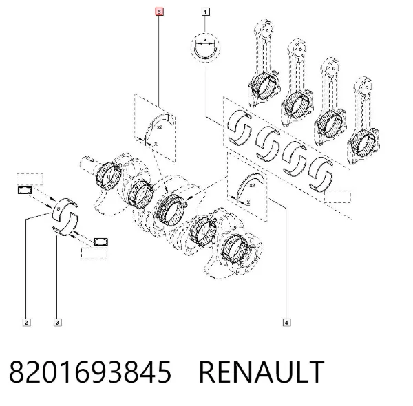 Juego de discos distanciador, cigüeñal, STD 8201693845 Renault (RVI)