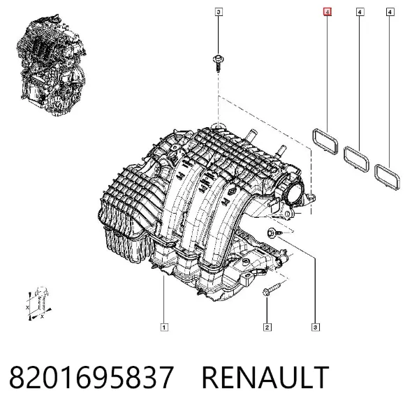 Junta de colector de admisión 8201695837 Renault (RVI)