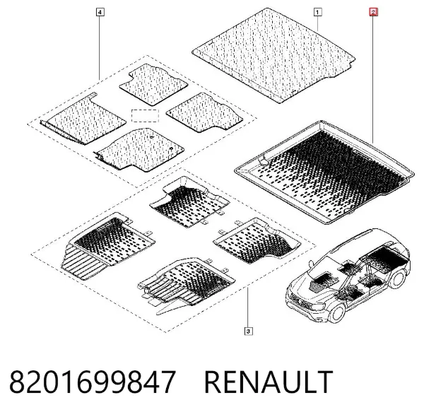 Alfombrilla del maletero 8201699847 Renault (RVI)