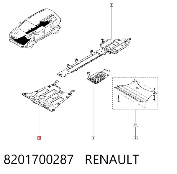 Protección motor / empotramiento 8201700287 Renault (RVI)