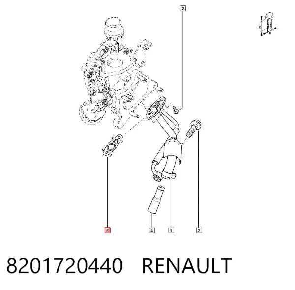 Junta de la manguera de alimentación de aceite al turbocompresor 8201720440 Renault (RVI)