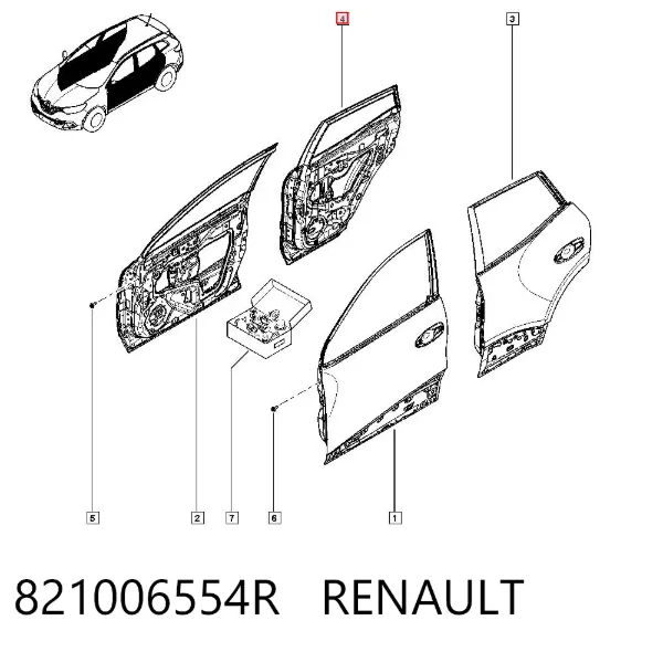 Puerta trasera derecha 821006554R Renault (RVI)
