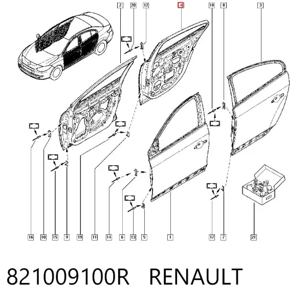 Puerta trasera derecha 821009100R Renault (RVI)