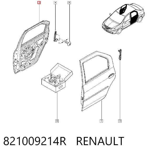 Puerta trasera derecha 821009214R Renault (RVI)
