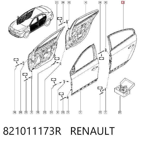 Puerta trasera izquierda 821011173R Renault (RVI)