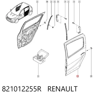 Puerta trasera izquierda RENAULT 821012255R