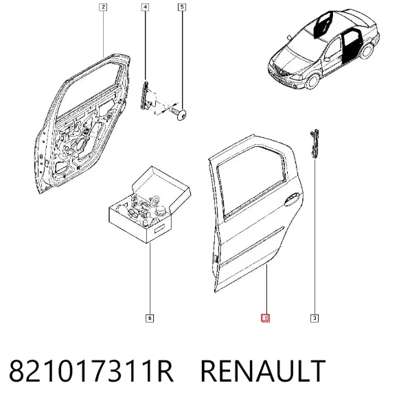 Puerta trasera izquierda 821017311R Renault (RVI)