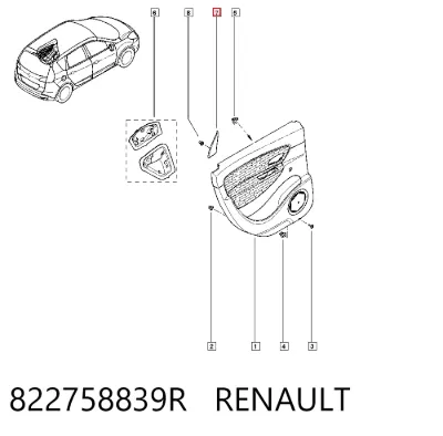 Guarnecido interior de puerta trasera izquierda RENAULT 822758839R