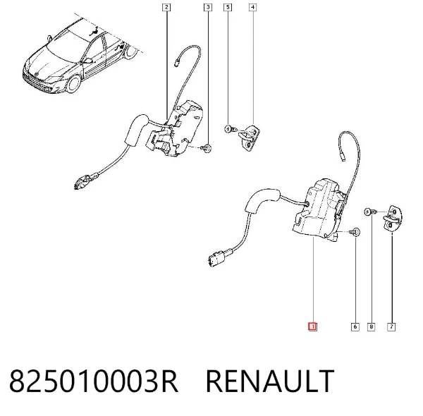 Cerradura de puerta trasera izquierda 825010003R Renault (RVI)