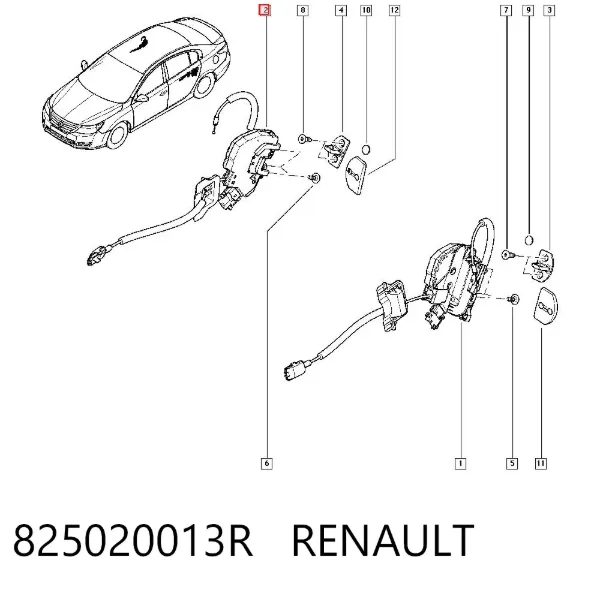 Cerradura de puerta trasera izquierda 825020013R Renault (RVI)