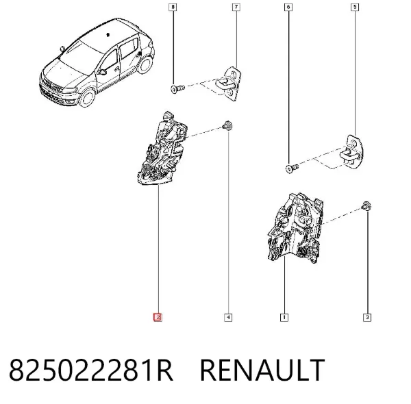 Cerradura de la puerta trasera derecha 825022281R Renault (RVI)