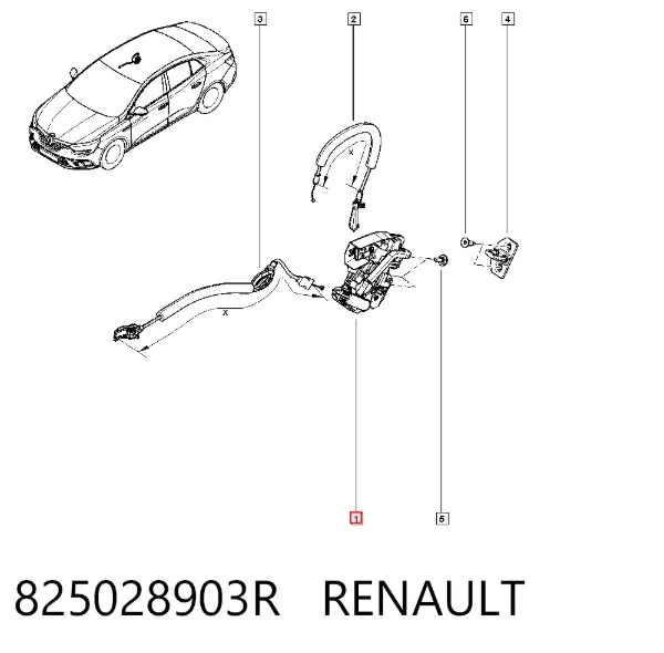 Cerradura de la puerta trasera derecha 825028903R Renault (RVI)