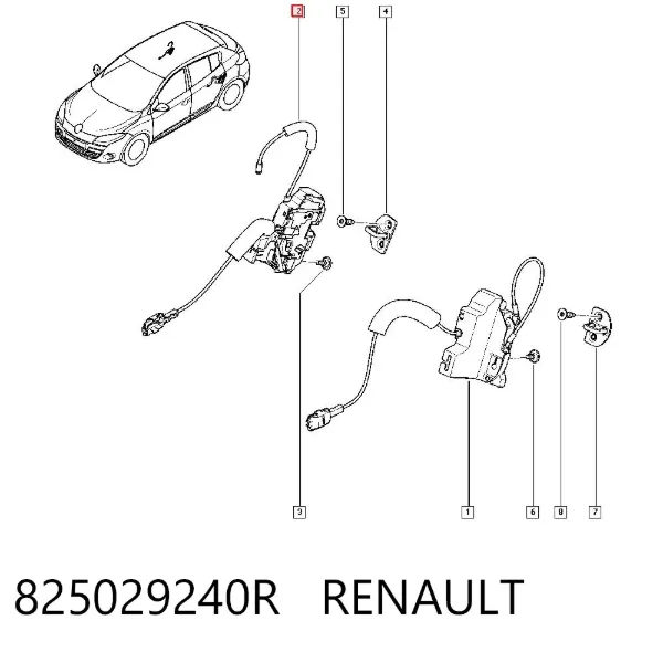 Cerradura de la puerta trasera derecha 825029240R Renault (RVI)