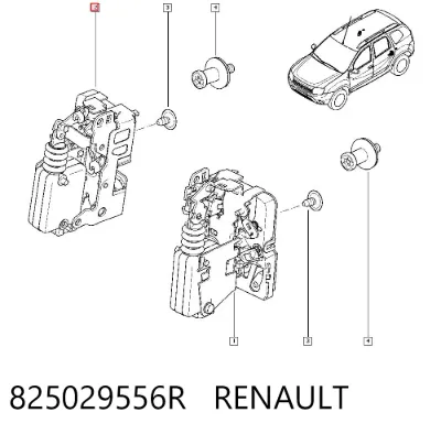 Cerradura de la puerta trasera derecha RENAULT 825029556R