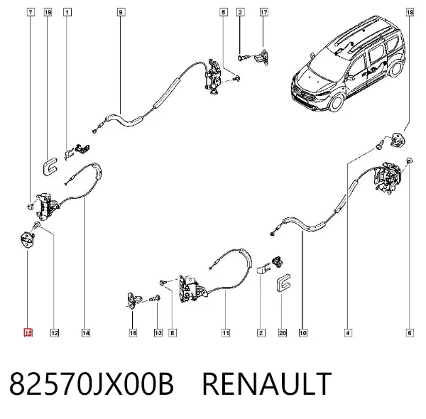 Pieza de cierre de puerta delantera 82570JX00B Renault (RVI)