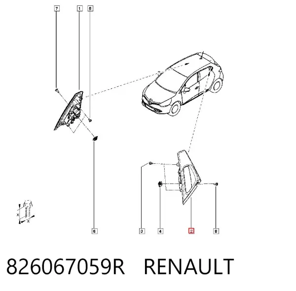 Soporte de manija exterior de puerta trasera izquierda 826067059R Renault (RVI)