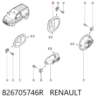 Manija interior de puerta corrediza RENAULT 826705746R