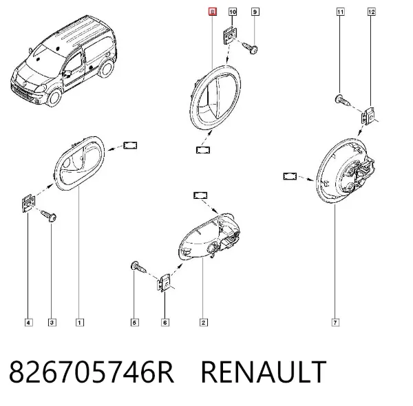 Manija interior de puerta corrediza 826705746R Renault (RVI)