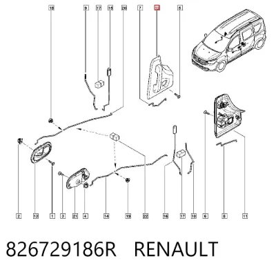 Manija interior derecha de puerta corrediza RENAULT 826729186R