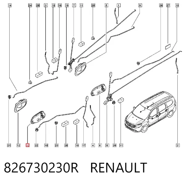 Manija interior de puerta delantera izquierda 826730230R Renault (RVI)