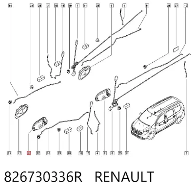 Manija interior izquierda delantera/trasera de puerta RENAULT 826730336R