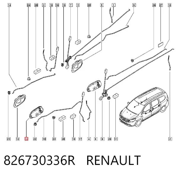 Manija interior izquierda delantera/trasera de puerta 826730336R Renault (RVI)
