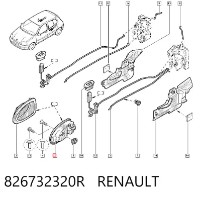 Manija interior de puerta delantera izquierda RENAULT 826732320R
