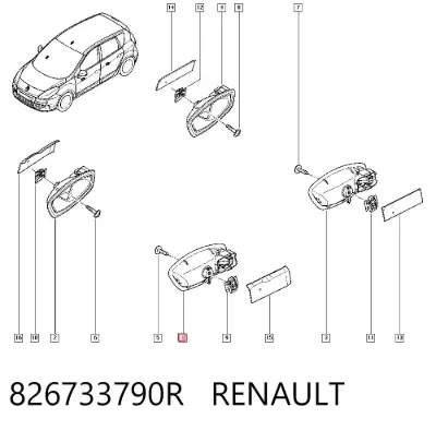 Manija interior izquierda delantera/trasera de puerta RENAULT 826733790R
