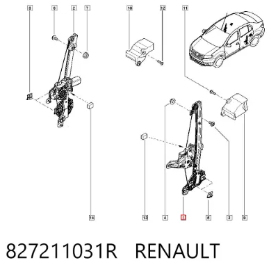 Mecanismo de elevalunas de la puerta trasera izquierda RENAULT 827211031R