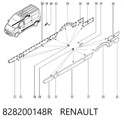 Moldura de puerta corredera RENAULT 828200148R