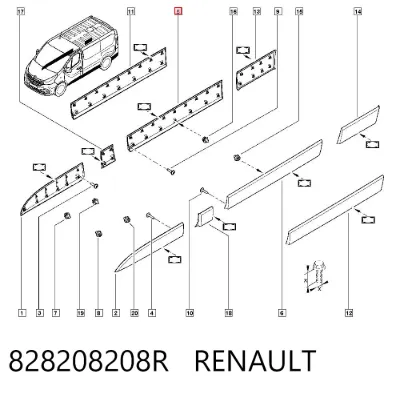 Moldura de puerta corredera RENAULT 828208208R