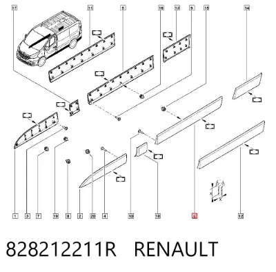 Moldura de puerta corredera RENAULT 828212211R