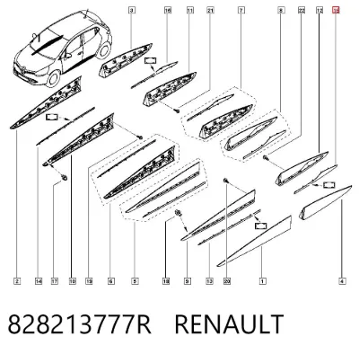 Moldura de puerta trasera izquierda RENAULT 828213777R