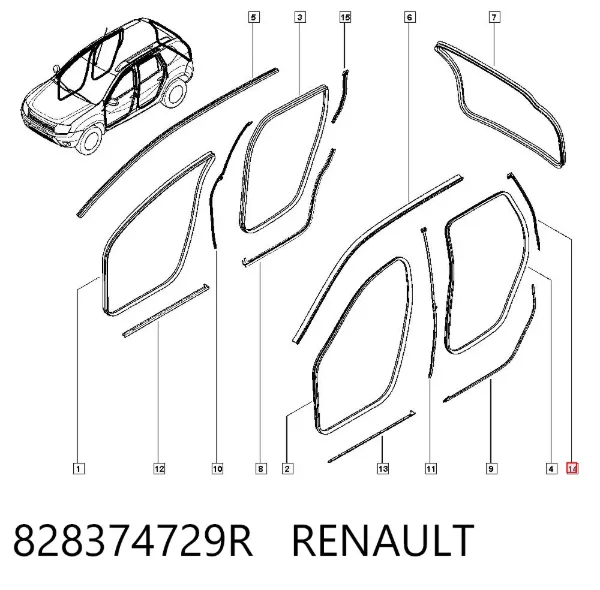 Sellador de puerta trasera izquierda (en carrocería) 828374729R Renault (RVI)