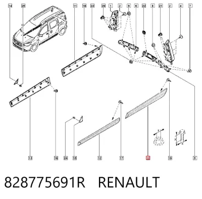 Embellecedor de puerta trasera izquierda RENAULT 828775691R