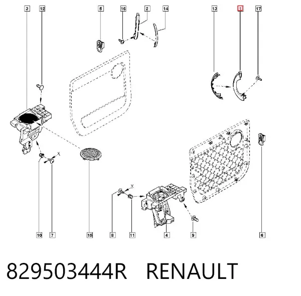 Manija interior derecha de puerta trasera 829503444R Renault (RVI)
