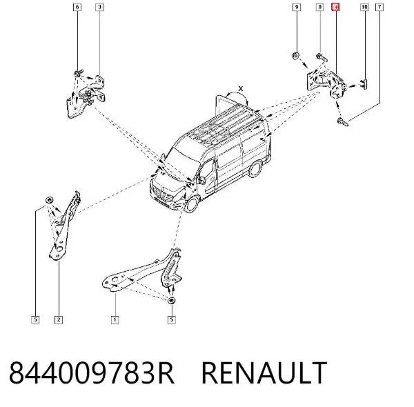 Bisagra de puerta trasera 844009783R Renault (RVI)