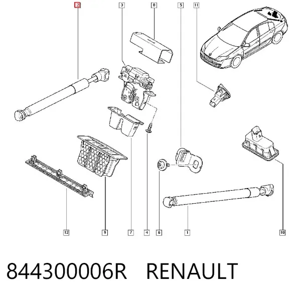 Amortiguador maletero 844300006R Renault (RVI)