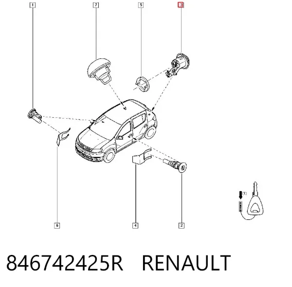 Bombín de cerradura de porton 846742425R Renault (RVI)
