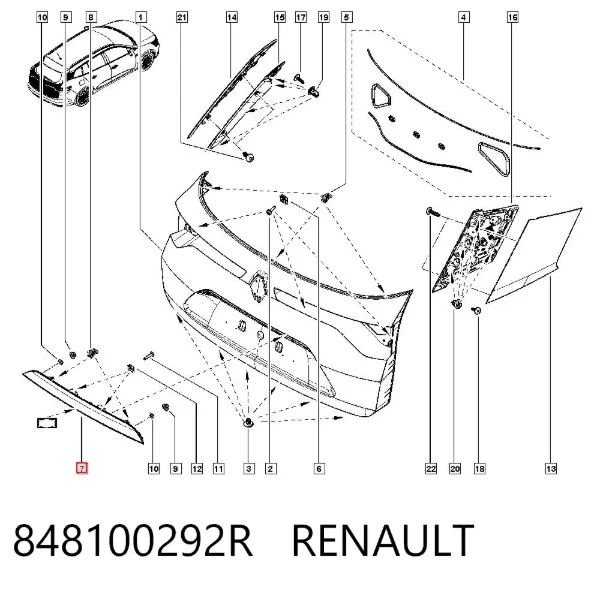Moldura de maletero 848100292R Renault (RVI)