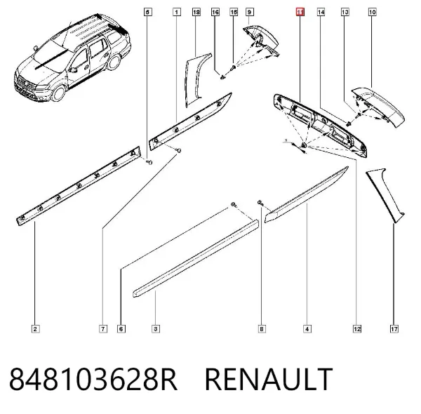 Carcasa de luz de matrícula 848103628R Renault (RVI)