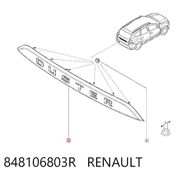 Moldura de la puerta trasera 848106803R Renault (RVI)