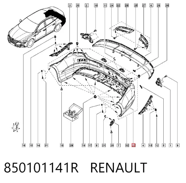 Parachoques trasero 850101141R Renault (RVI)