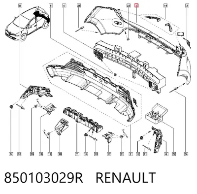 Parachoques trasero, parte superior RENAULT 850103029R