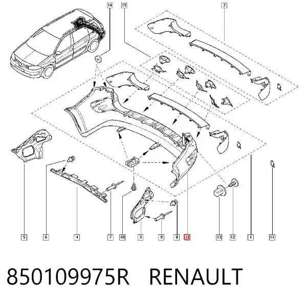 Parachoques trasero Renault Megane II