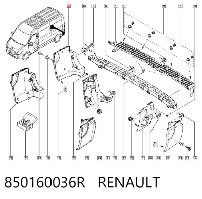 Parachoques trasero, parte derecha RENAULT 850160036R