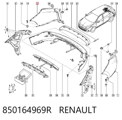 Parachoques trasero, parte derecha RENAULT 850164969R