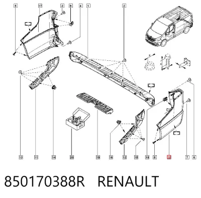 Parachoques trasero, parte izquierda RENAULT 850170388R